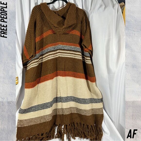 FREE PEOPLE LESLIE BROWN PONCHO NEW OS - Picture 6 of 7